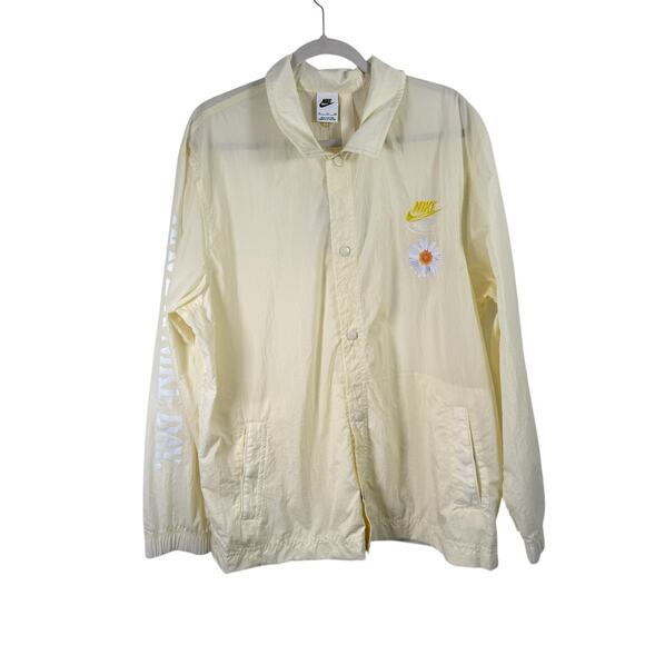 Nike Unlined Coaches Jacket Yellow Coconut Milk Embroider DM5055-113 NEW Mens XL - Picture 2 of 9